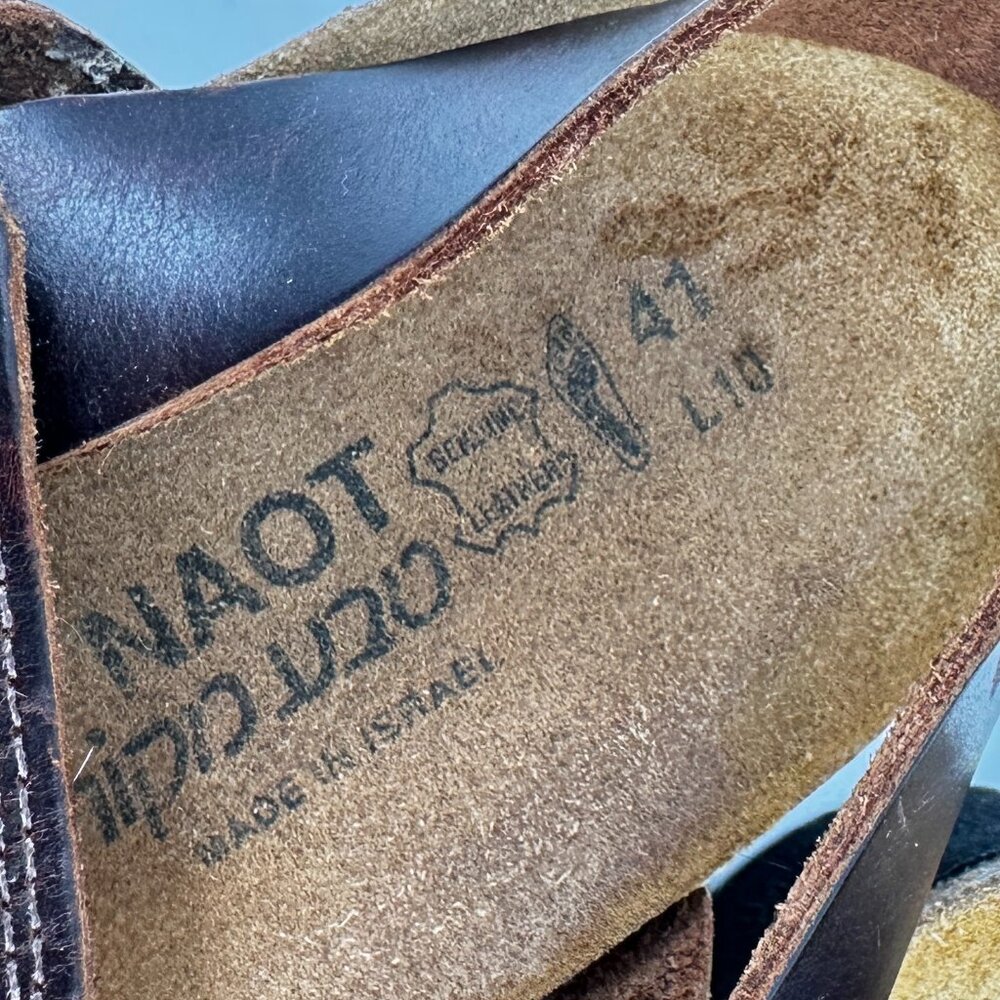 Naot Brown Leather Crossover Strap Sandals - Picture 3 of 5